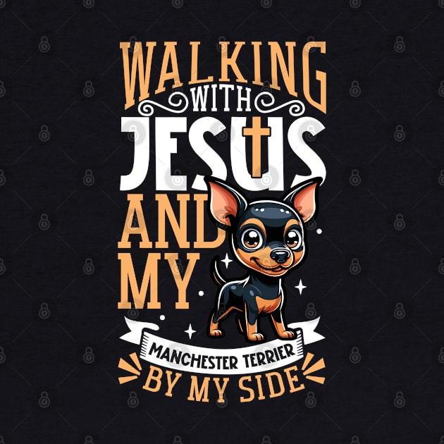 Jesus and dog - Manchester Terrier by Modern Medieval Design